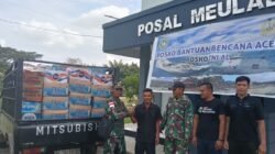 Lanal Sabang Distribusikan Bantuan Korban Banjir Ke Desa Panteu Loong Bireuen